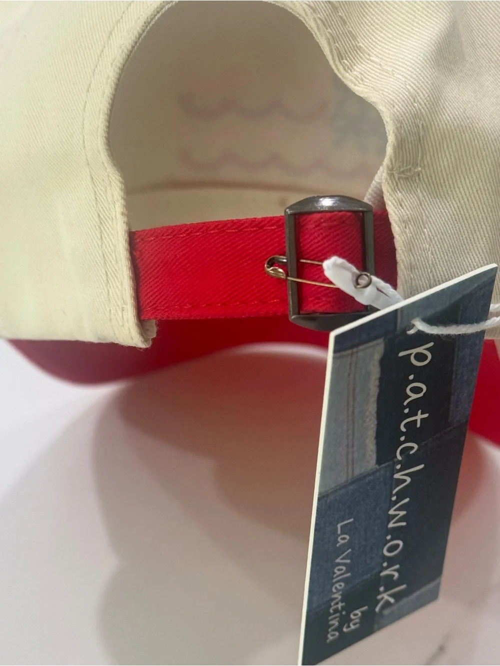 Cream, Blue, Pink and Red Embroidered Wave Flag 🧢